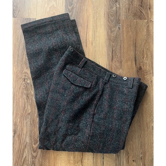 Vintage USA made WOOLRICH thick wool Malone pants 38x29 windowpane Hunting AS-IS - Picture 1 of 9
